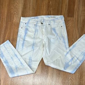 GAP White and Blue Skinny Jeans with Tie-Dye Effect